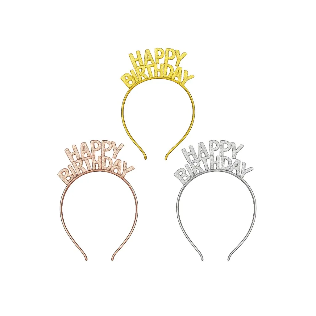 [TI-104] Onyx Selection Tiara Head Band - Plastic 12CT (Happy Birthday)