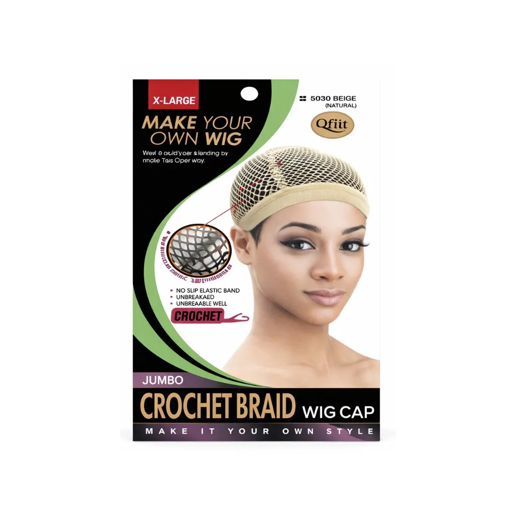 [Q5030] Crochet Wig Cap 12CT (XL, Natural)