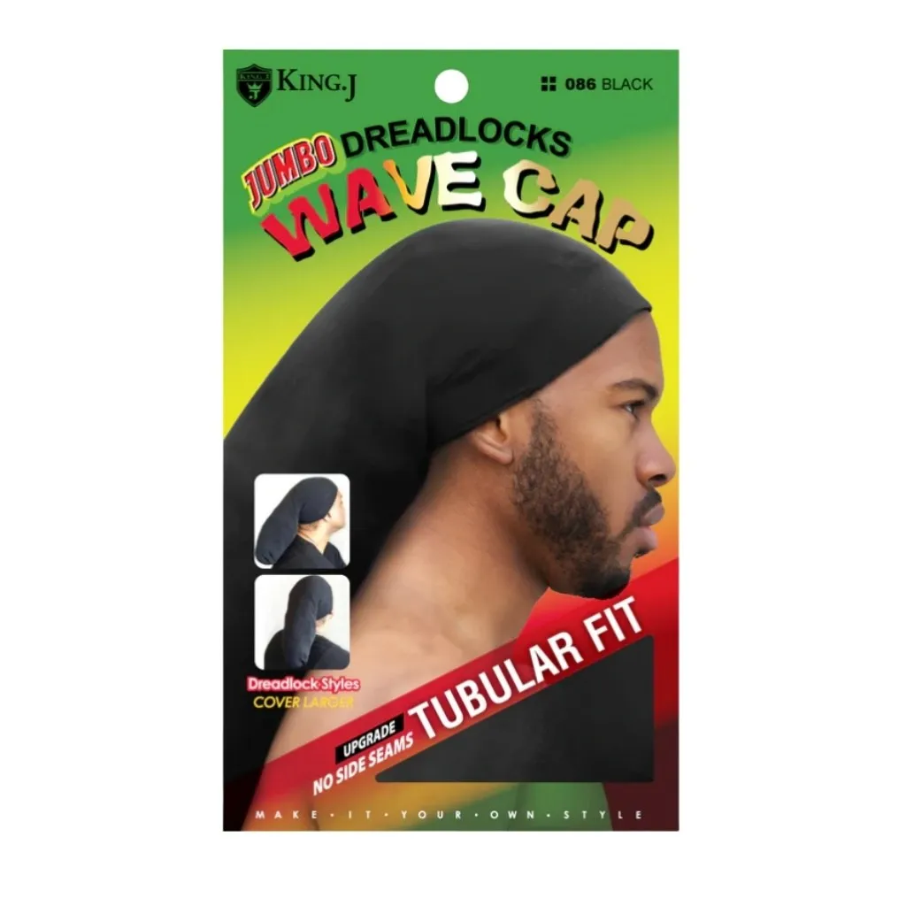 [K086] Dreadlock Wave Cap (Jumbo) 12CT (Black)