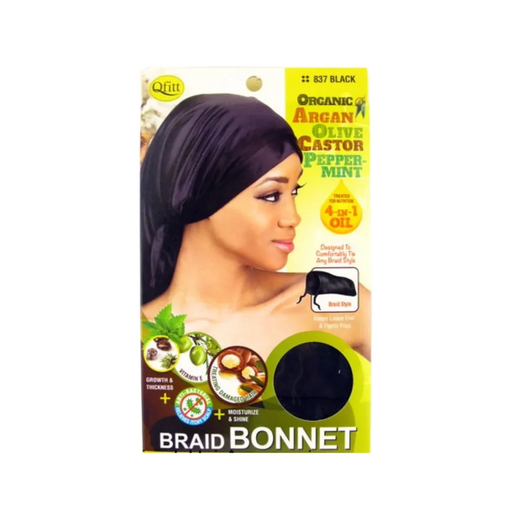 [Q837] Organic Braid Bonnet 12CT (Black)