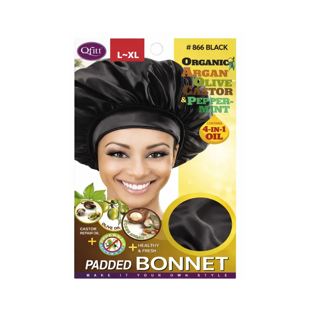 [Q866] Organic Padded Bonnet 12CT (Black)