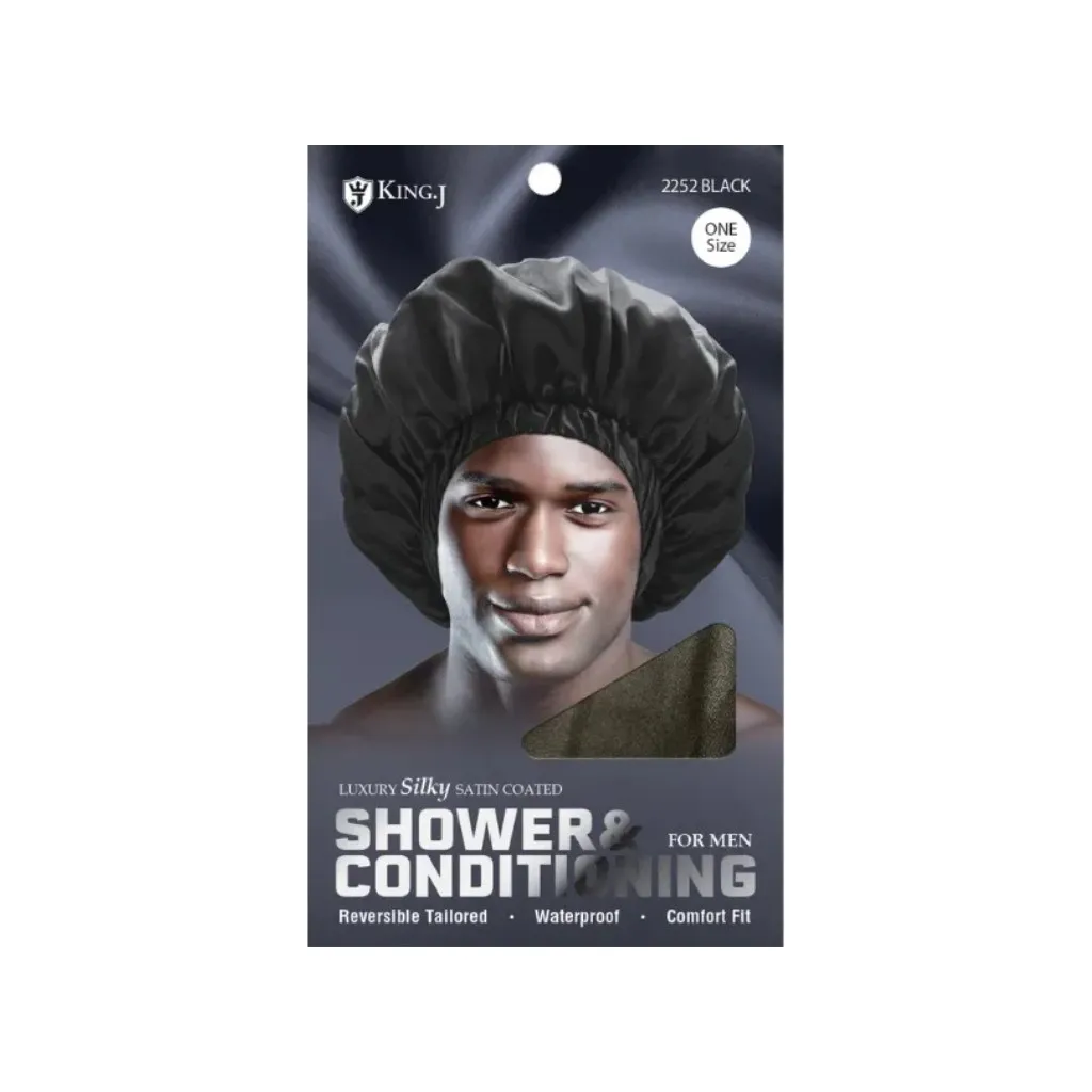 [K2252] Shower & Conditioning Cap for Men 12CT (One Size, Black)