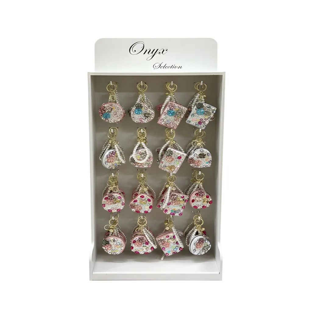 Onyx Selection Crystal Charm Mirror Keychain Display 72CT