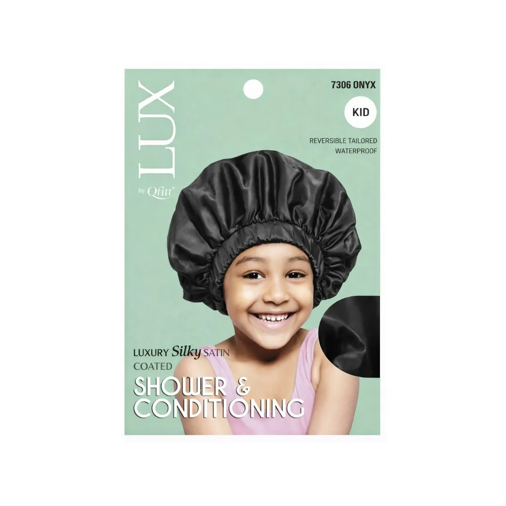 [Q7306] Kid Silk Shower & Conditioning Cap 6CT (Black)