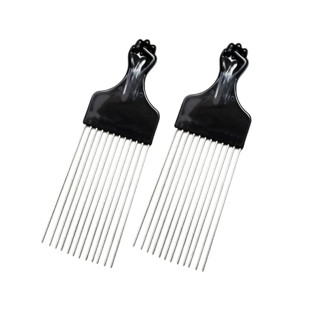 [34002] Long Fan Metal Fist Hair Pick 12CT