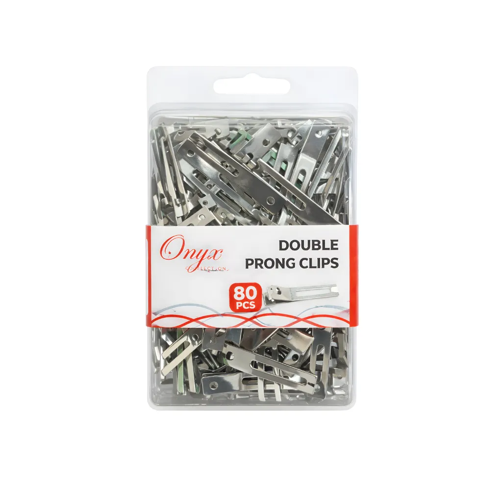 [HC002-80] Onyx Selection Double Prong Clips 80CT / PK , 20PK  / Box