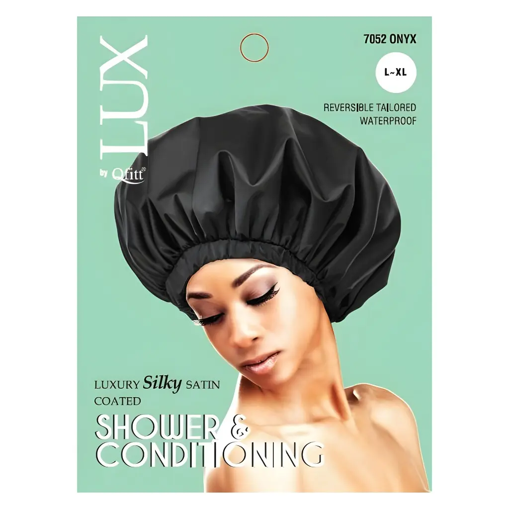 [Q7052] Silk Shower & Conditioning Cap 6CT (XL, Black)