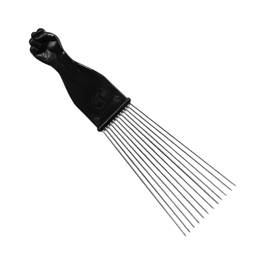 Small Fan Metal Fist Hair Pick 12CT