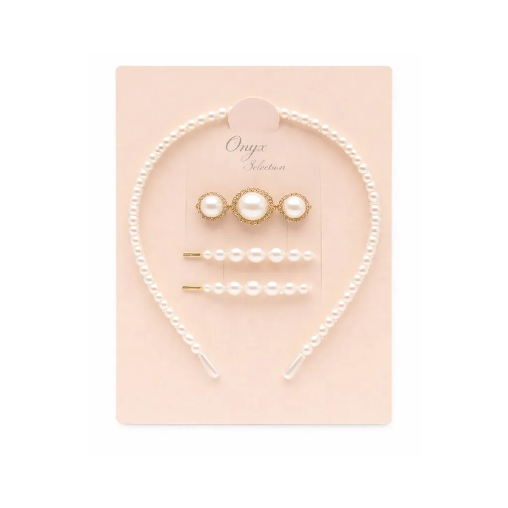 Onyx Selection Pearl Headband & Hair Clip Set12CT