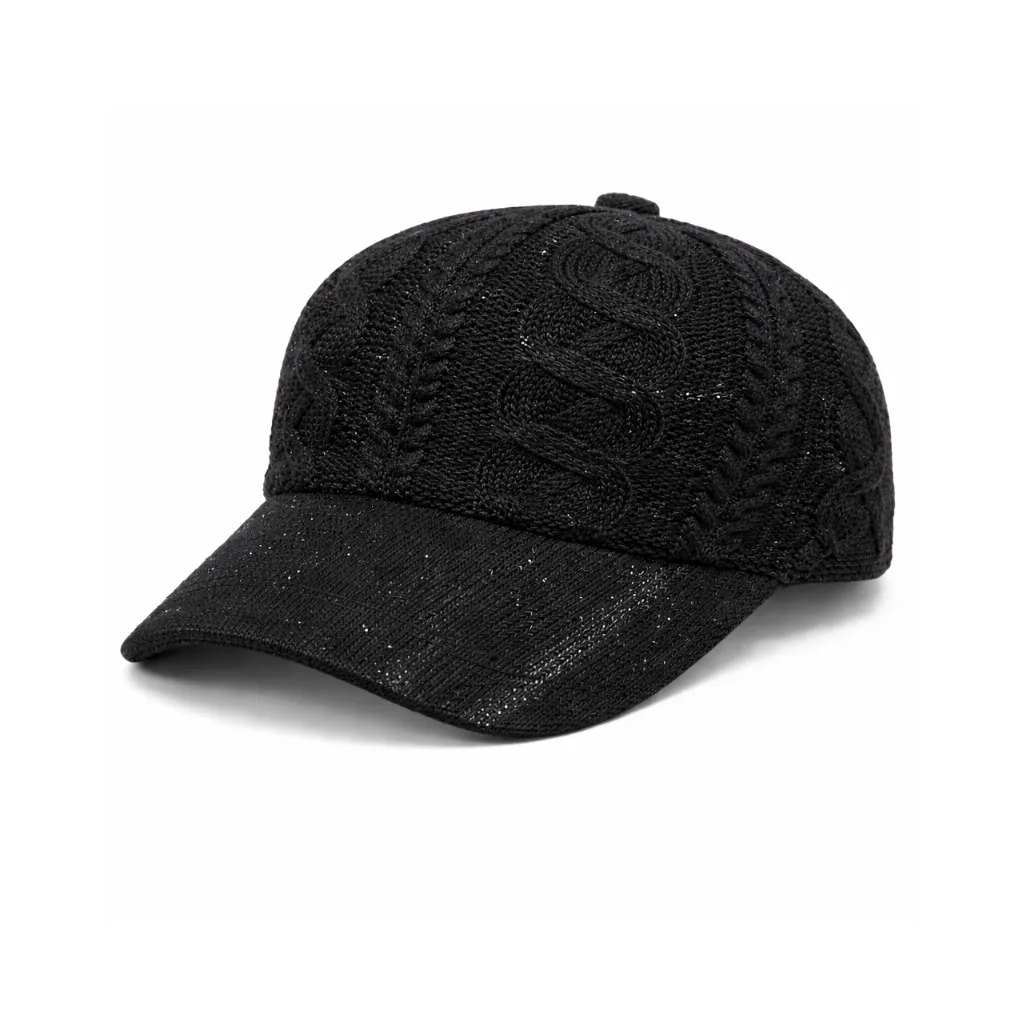 [FBC-104] Onyx Selection Sequin Knit Baseball Cap 3CT (Black)