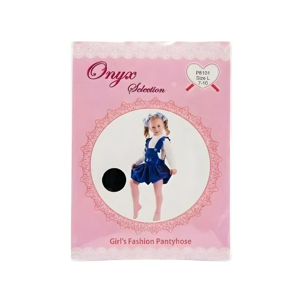 [GPH01BK-L] Onyx Selection Girls Pantyhose 6CT (Large, Black)