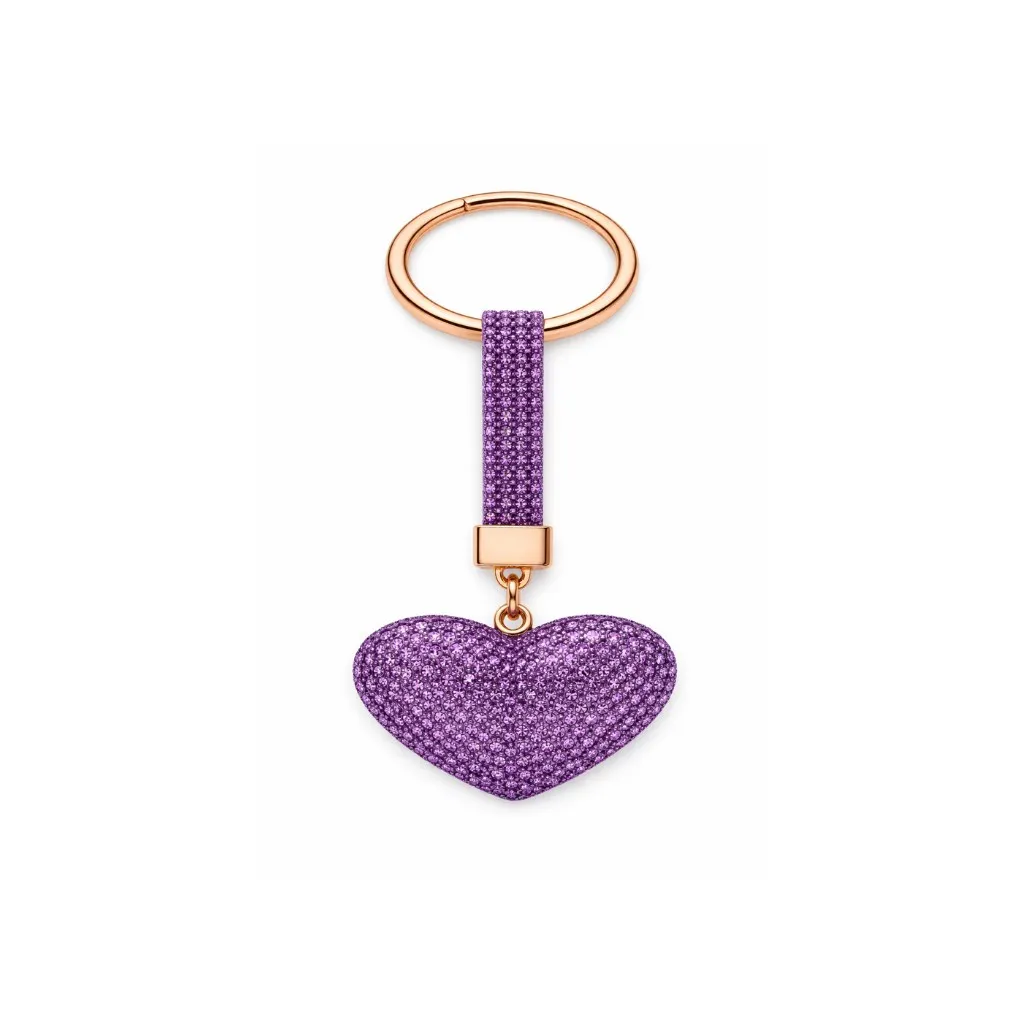 [KC-3632] Onyx Selection Rhinestone Keychain 6CT (Heart, Purple)